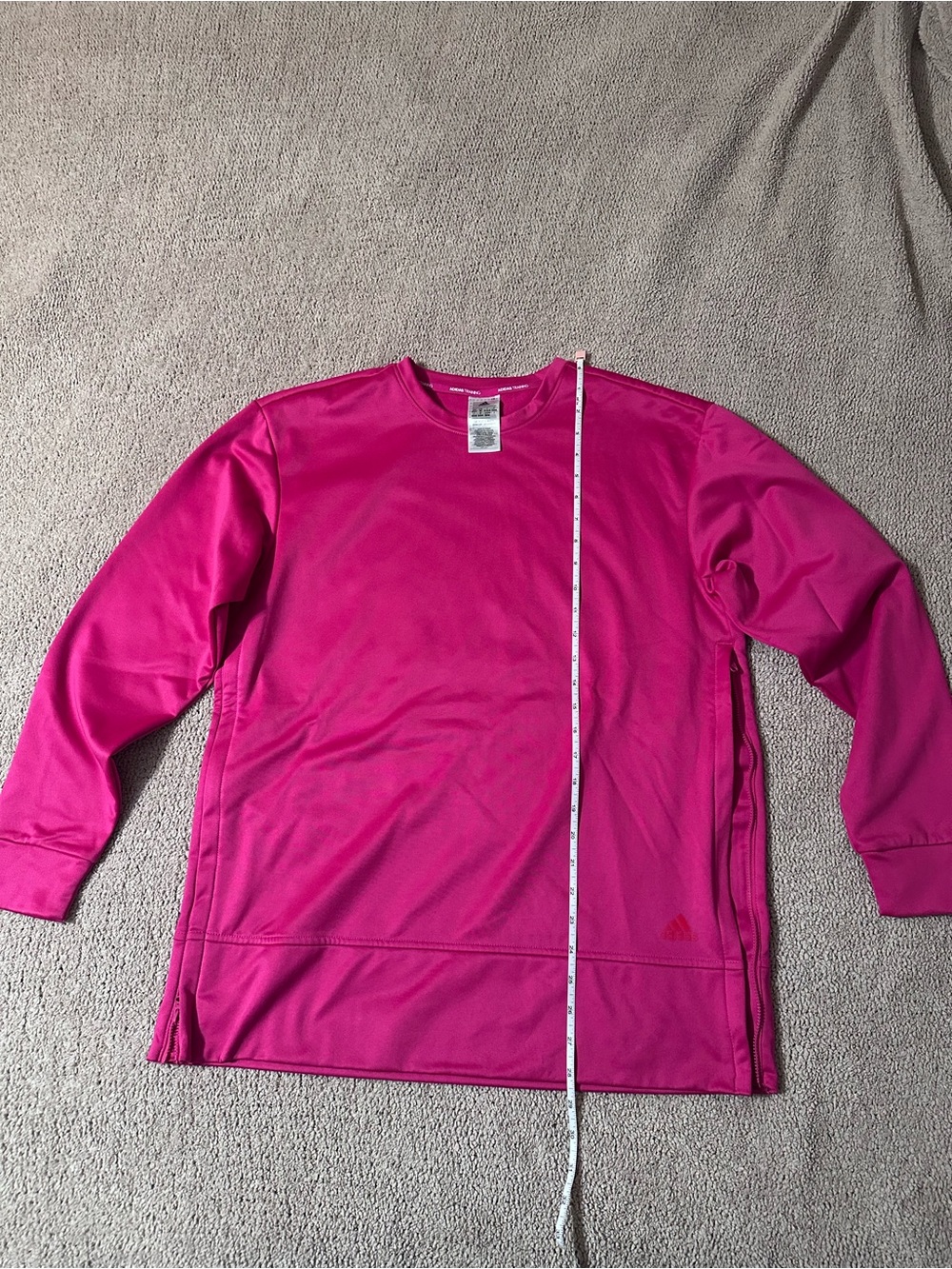 Adidas Bright Pink Long Sleeve Athletic Sweatshirt